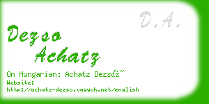 dezso achatz business card